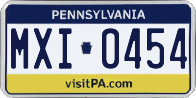 PA license plate MXI0454