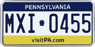 PA license plate MXI0455