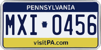PA license plate MXI0456