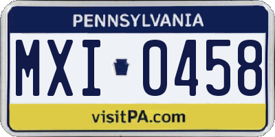 PA license plate MXI0458