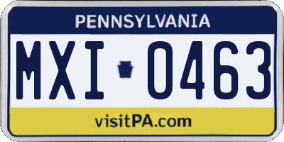 PA license plate MXI0463