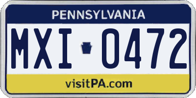 PA license plate MXI0472