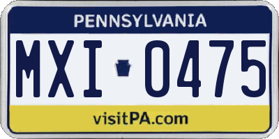 PA license plate MXI0475