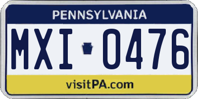 PA license plate MXI0476