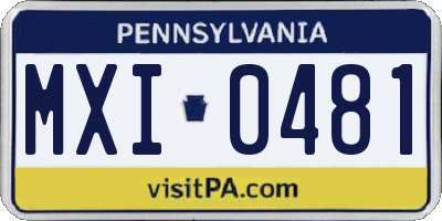 PA license plate MXI0481