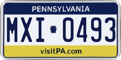 PA license plate MXI0493