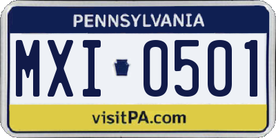 PA license plate MXI0501
