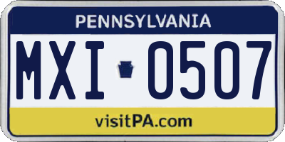 PA license plate MXI0507