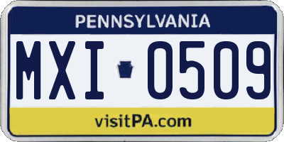 PA license plate MXI0509