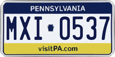 PA license plate MXI0537
