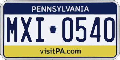 PA license plate MXI0540