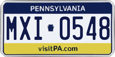 PA license plate MXI0548