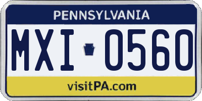 PA license plate MXI0560