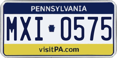 PA license plate MXI0575