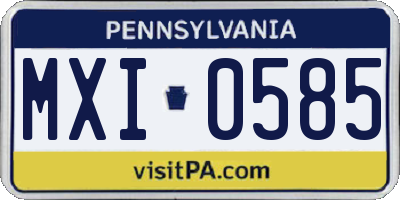 PA license plate MXI0585