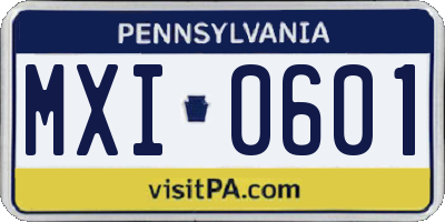 PA license plate MXI0601