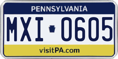 PA license plate MXI0605