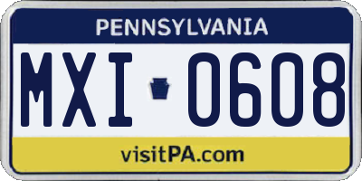 PA license plate MXI0608