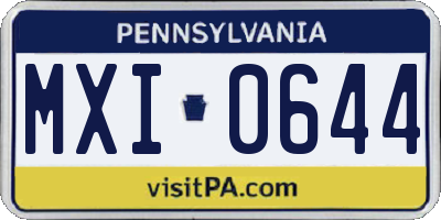 PA license plate MXI0644