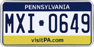 PA license plate MXI0649