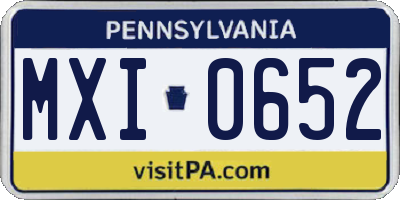 PA license plate MXI0652