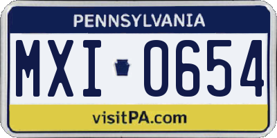PA license plate MXI0654