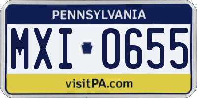 PA license plate MXI0655