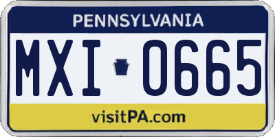 PA license plate MXI0665