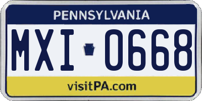 PA license plate MXI0668