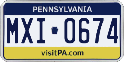 PA license plate MXI0674