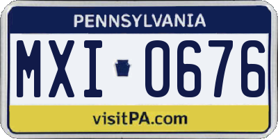 PA license plate MXI0676