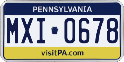 PA license plate MXI0678