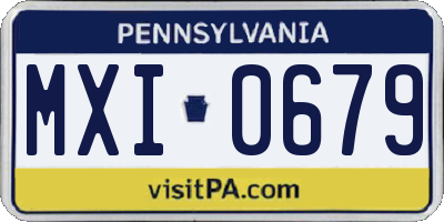 PA license plate MXI0679