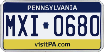 PA license plate MXI0680