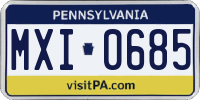PA license plate MXI0685