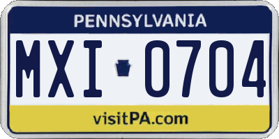 PA license plate MXI0704