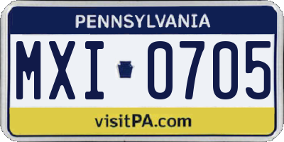 PA license plate MXI0705