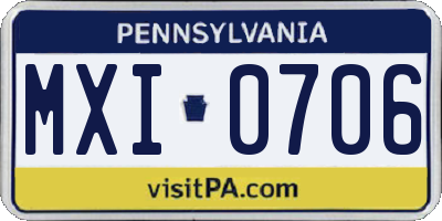 PA license plate MXI0706