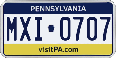 PA license plate MXI0707