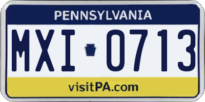 PA license plate MXI0713