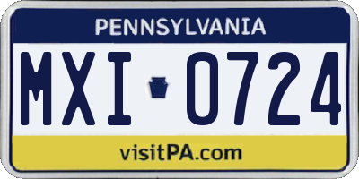 PA license plate MXI0724