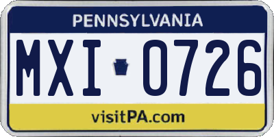 PA license plate MXI0726