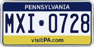 PA license plate MXI0728