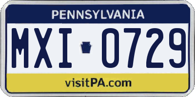 PA license plate MXI0729