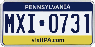 PA license plate MXI0731