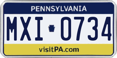 PA license plate MXI0734