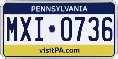 PA license plate MXI0736