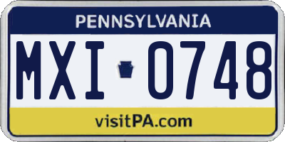 PA license plate MXI0748
