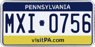PA license plate MXI0756