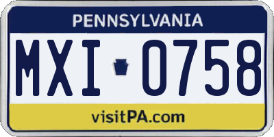 PA license plate MXI0758